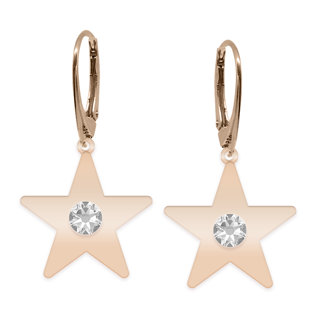 Little Star - Cercei personalizati steluta cu leverback din argint 925 placat cu aur roz